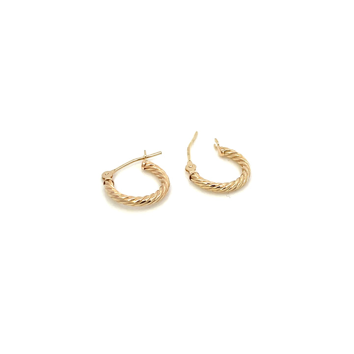 14K YG Rope Round Hoops, small - Workshop Fine Jewelry