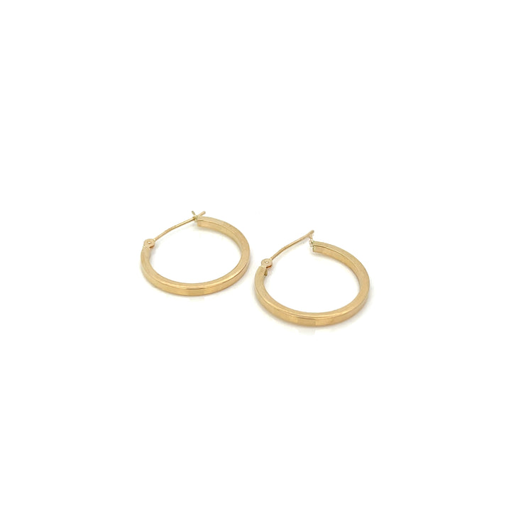 14K YG Flat Edge Round Hoops, small - Workshop Fine Jewelry