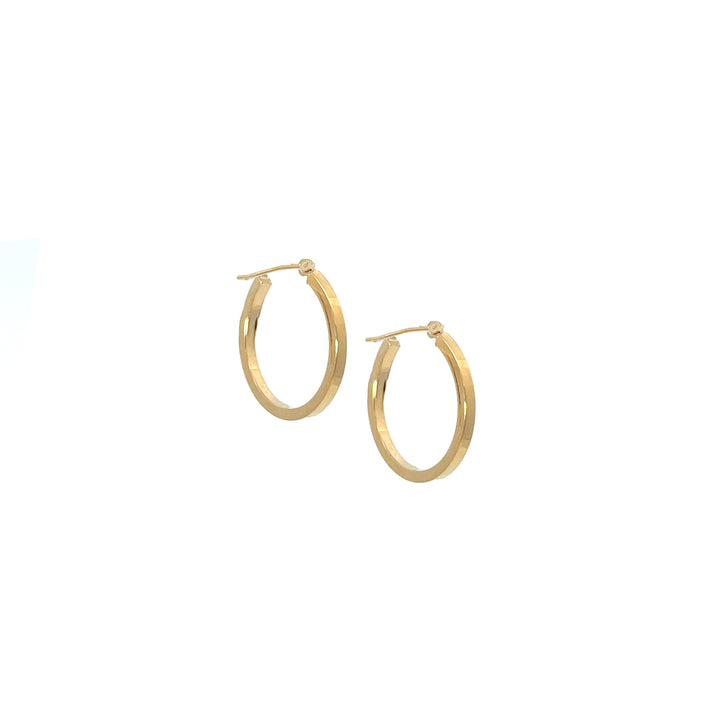 14K YG Flat Edge Round Hoops, small - Workshop Fine Jewelry