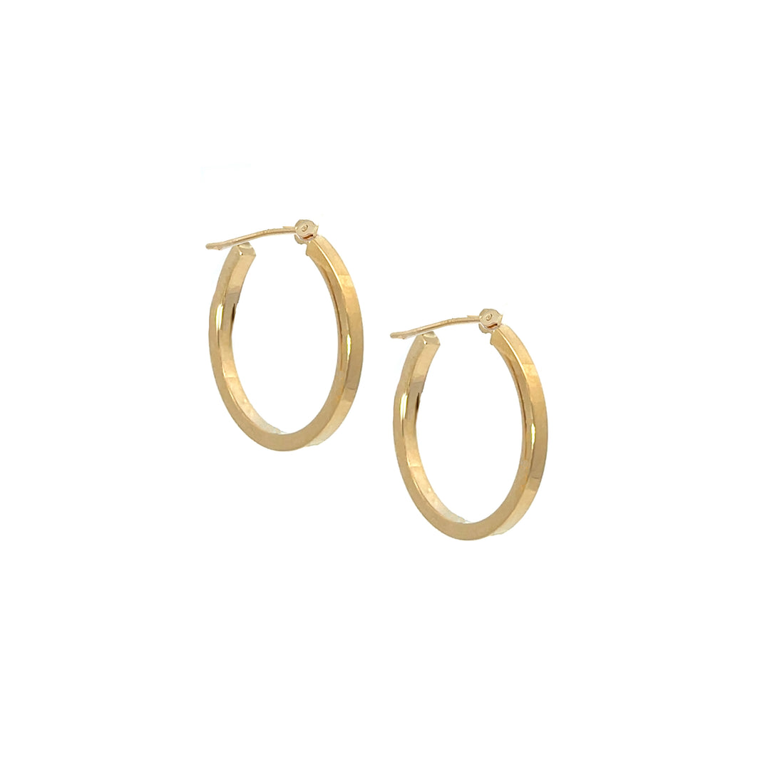 14K YG Flat Edge Round Hoops, medium - Workshop Fine Jewelry