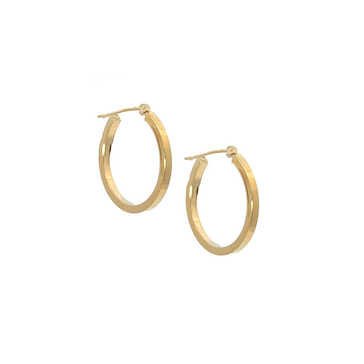 14K YG Flat Edge Round Hoops, medium - Workshop Fine Jewelry