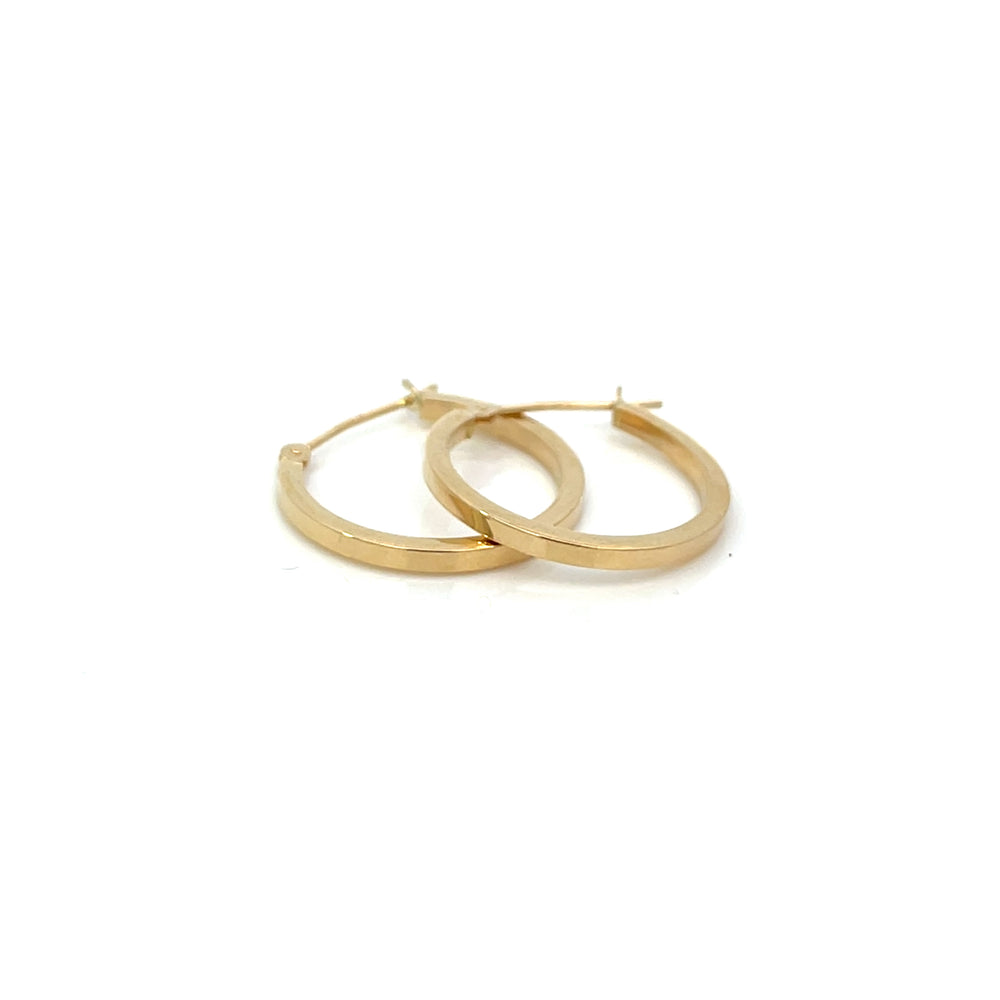 14K YG Flat Edge Round Hoops, medium - Workshop Fine Jewelry
