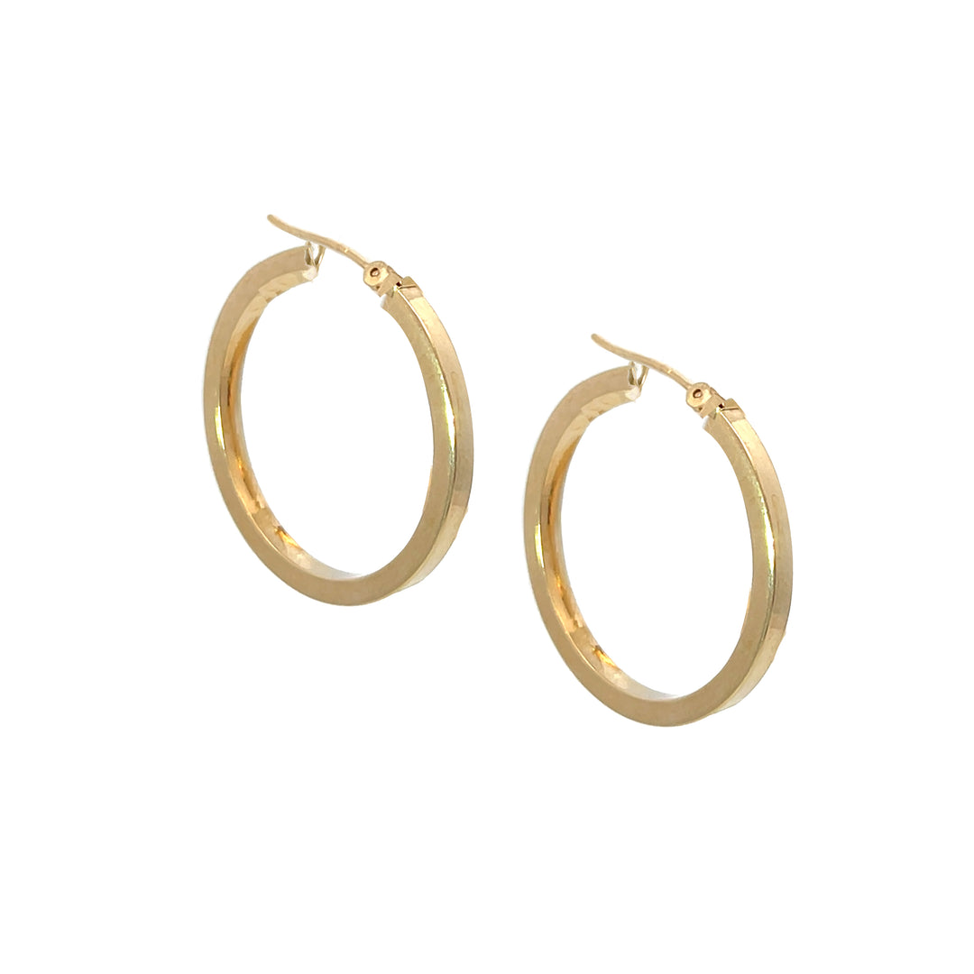 14K YG Flat Edge Round Hoops, large - Workshop Fine Jewelry