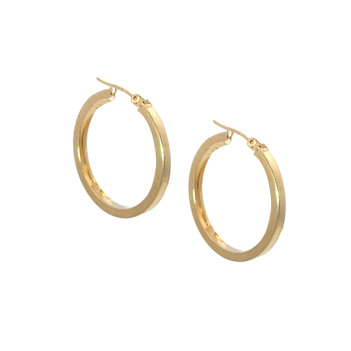 14K YG Flat Edge Round Hoops, large - Workshop Fine Jewelry