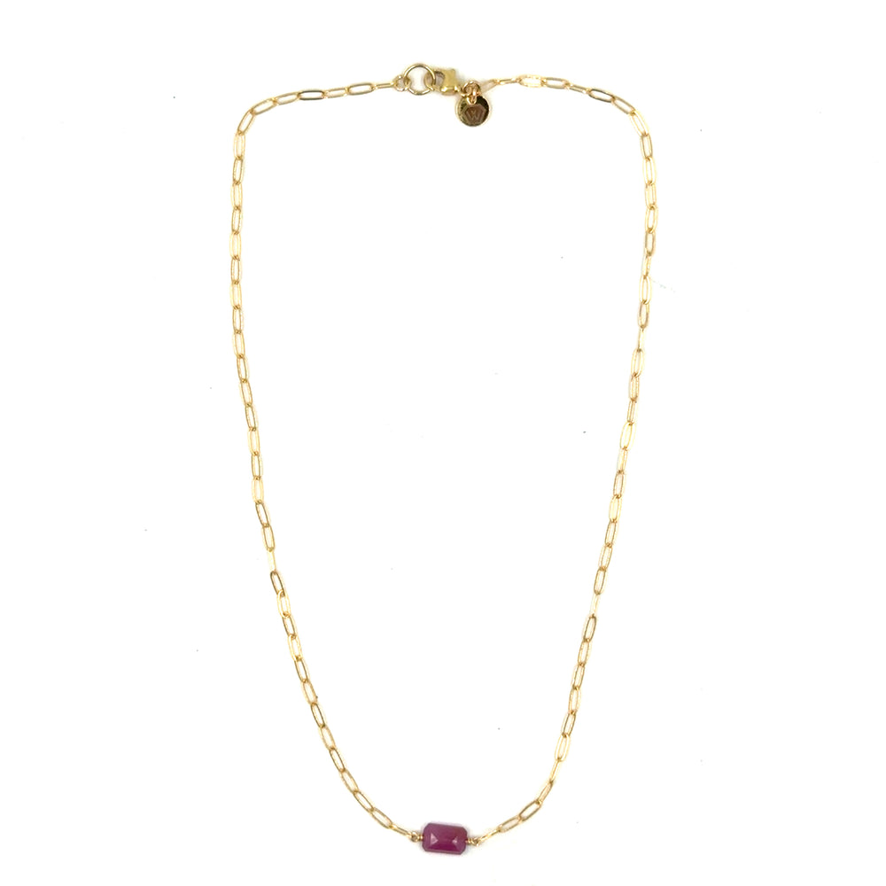 pink tourmaline paperclip chain necklace - Workshop Fine Jewelry