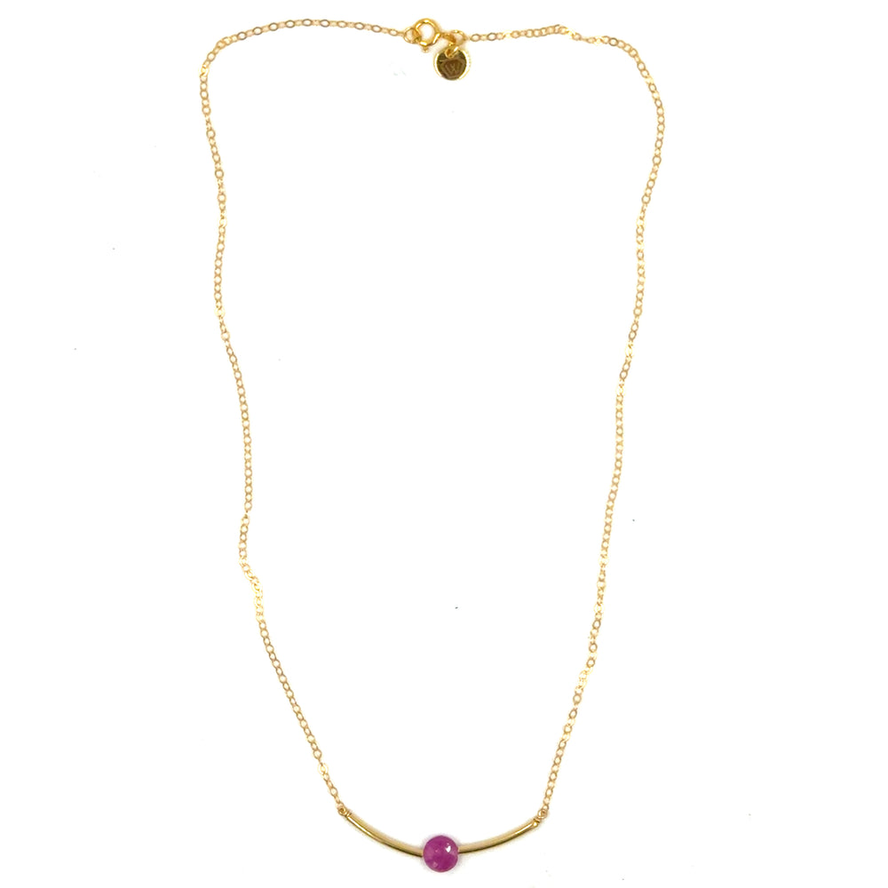 pink tourmaline curved bar necklace - Workshop Fine Jewelry