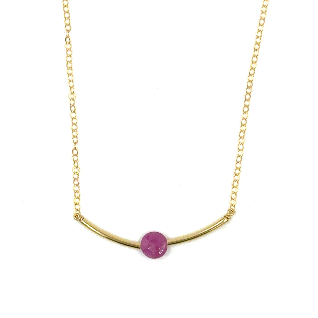 pink tourmaline curved bar necklace - Workshop Fine Jewelry