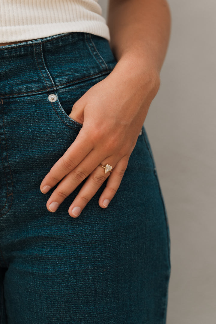 1.37 ct kite diamond full-bezel engagement - Workshop Fine Jewelry