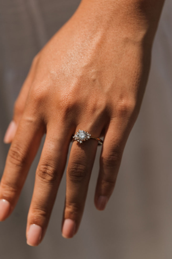 1 1/3 ctw celestial diamond halo engagement ring - Workshop Fine Jewelry