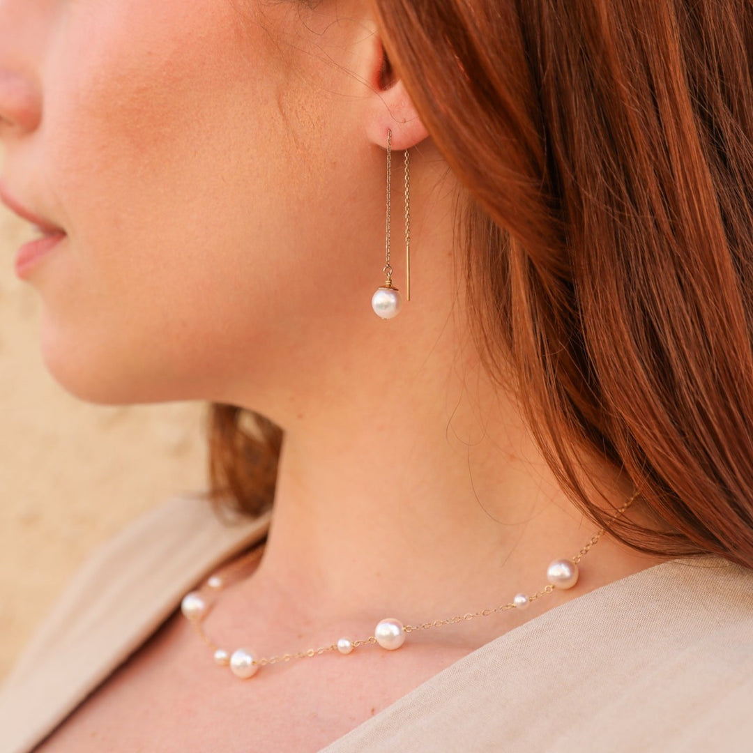 14K van luna - classic akoya pearl threaders - Workshop Fine Jewelry