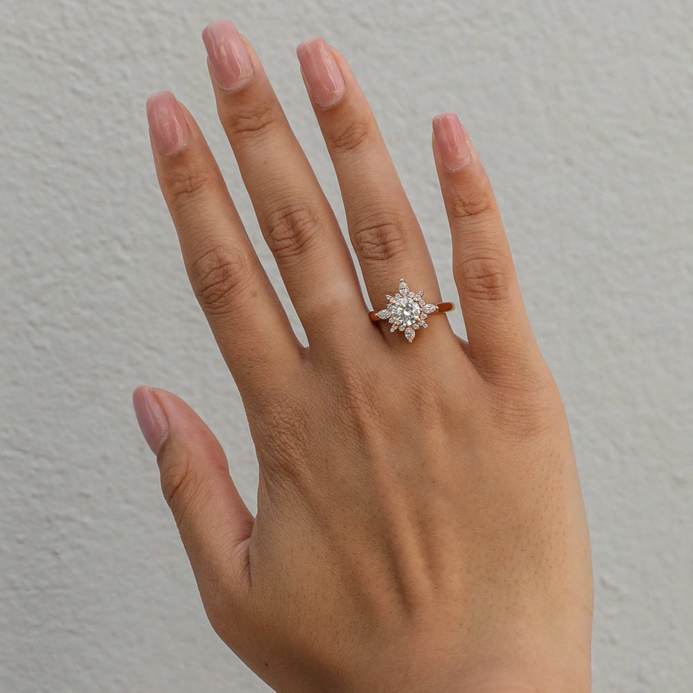 1 1/2 ctw radiant halo round diamond engagement ring - Workshop Fine Jewelry