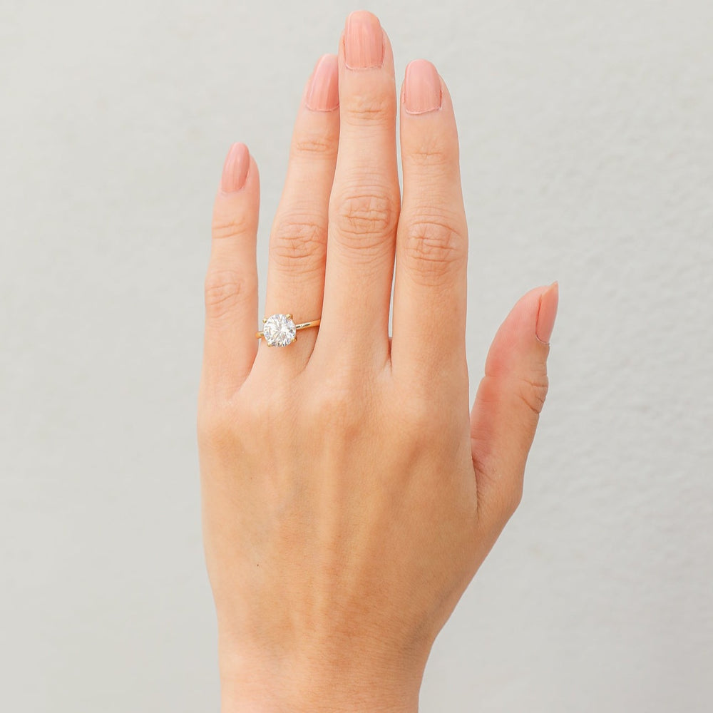 2 ctw floral solitaire round diamond engagement ring - Workshop Fine Jewelry