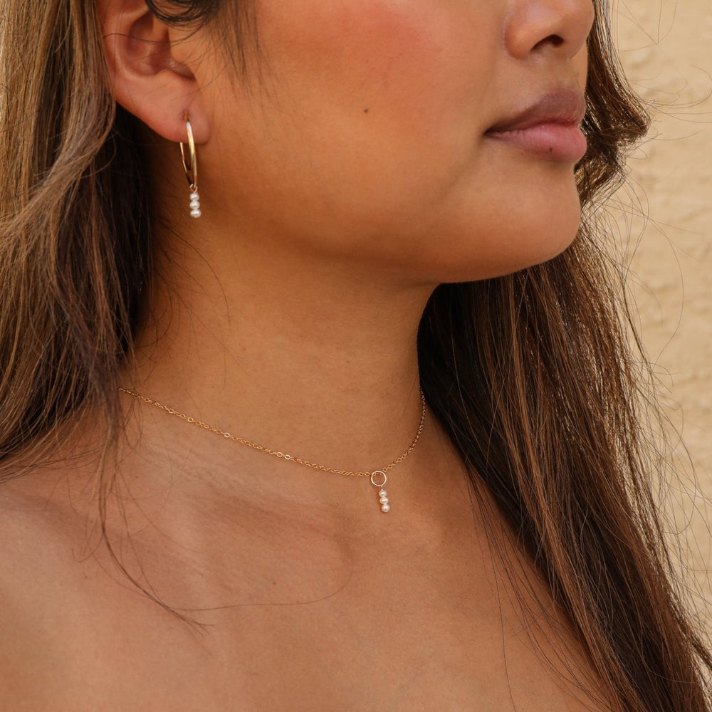 three baby pearl stick pendant necklace - Workshop Fine Jewelry
