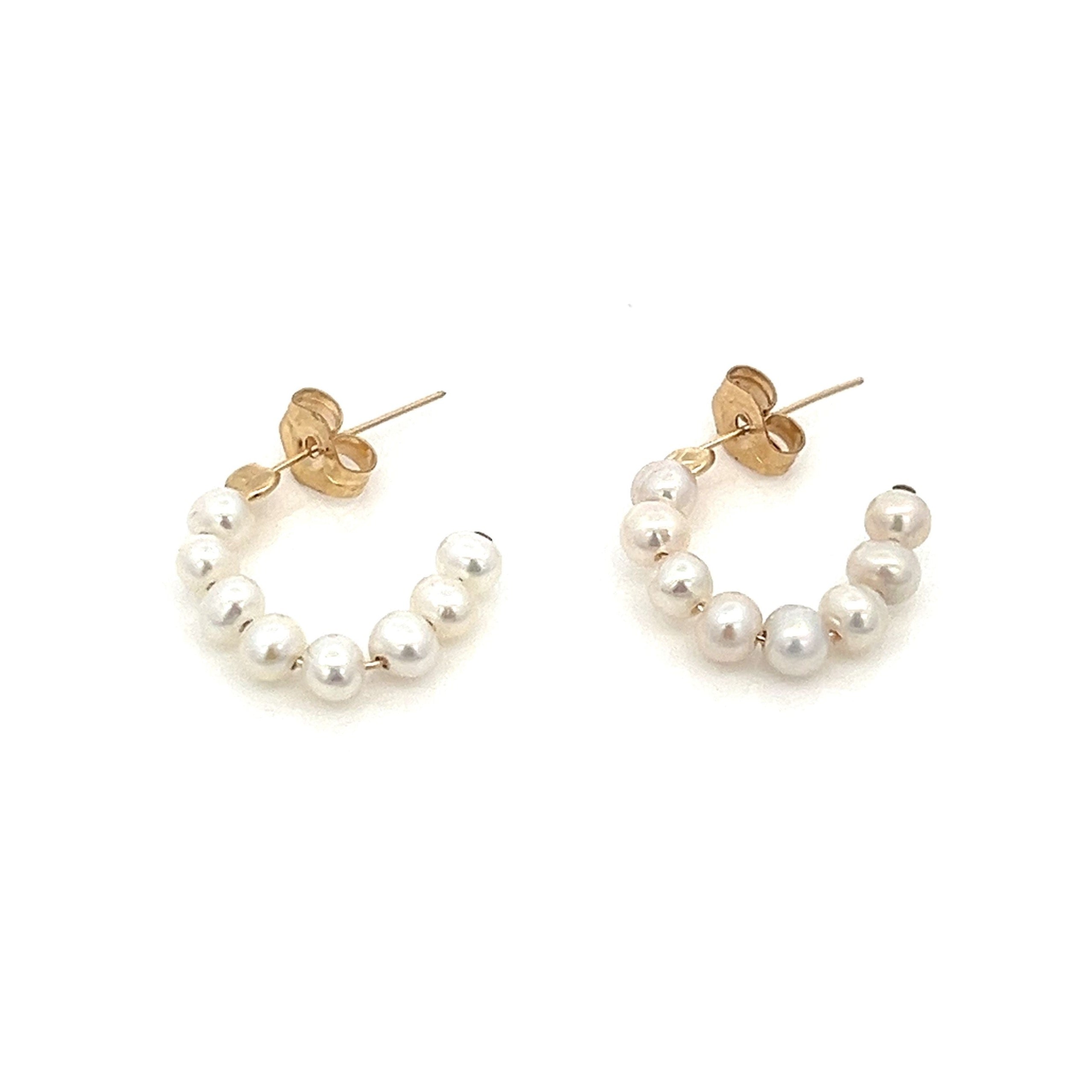 Crescent Pearl Hoop Earrings