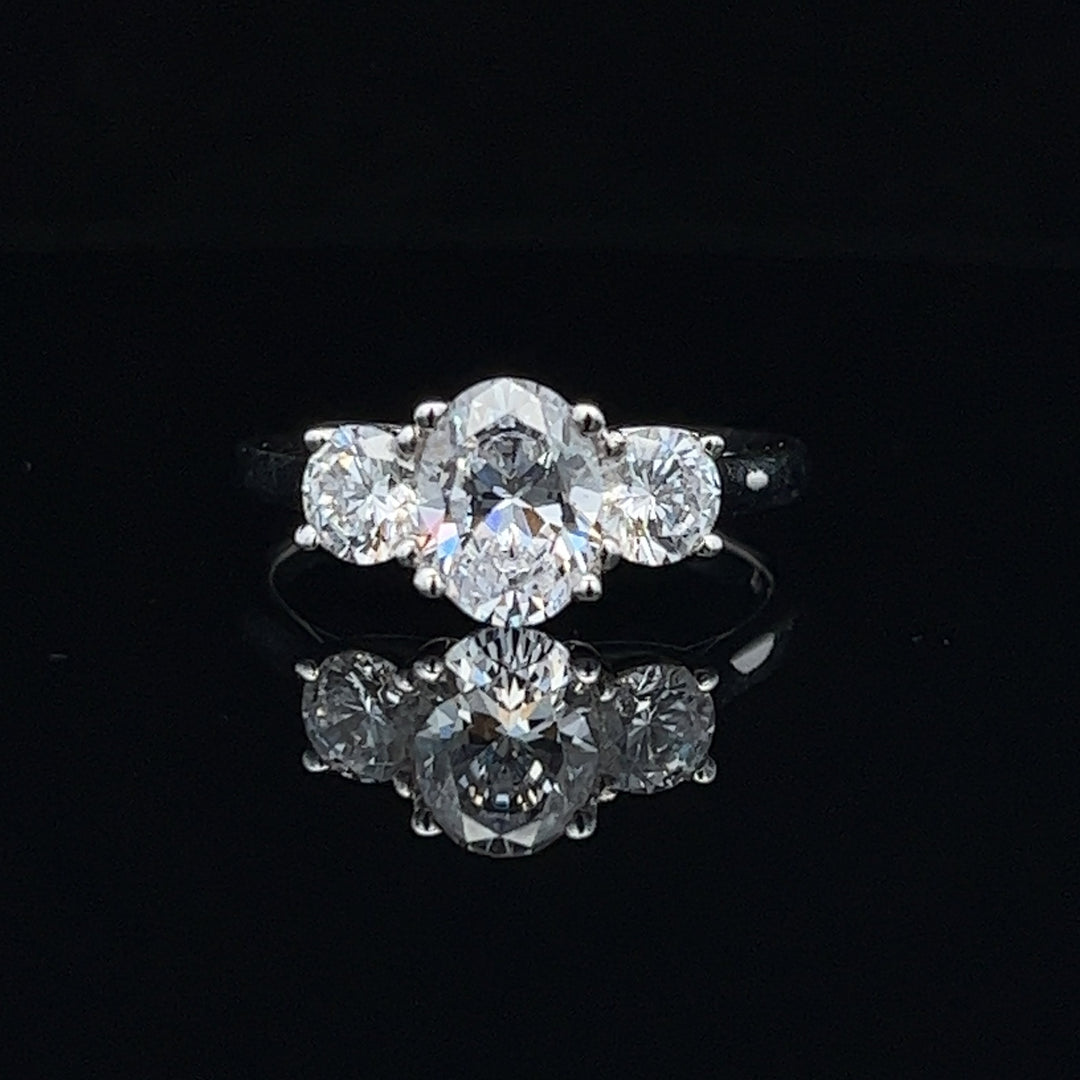 1 3/4 ctw three-stone oval diamond engagement ring - workshopunderground.com