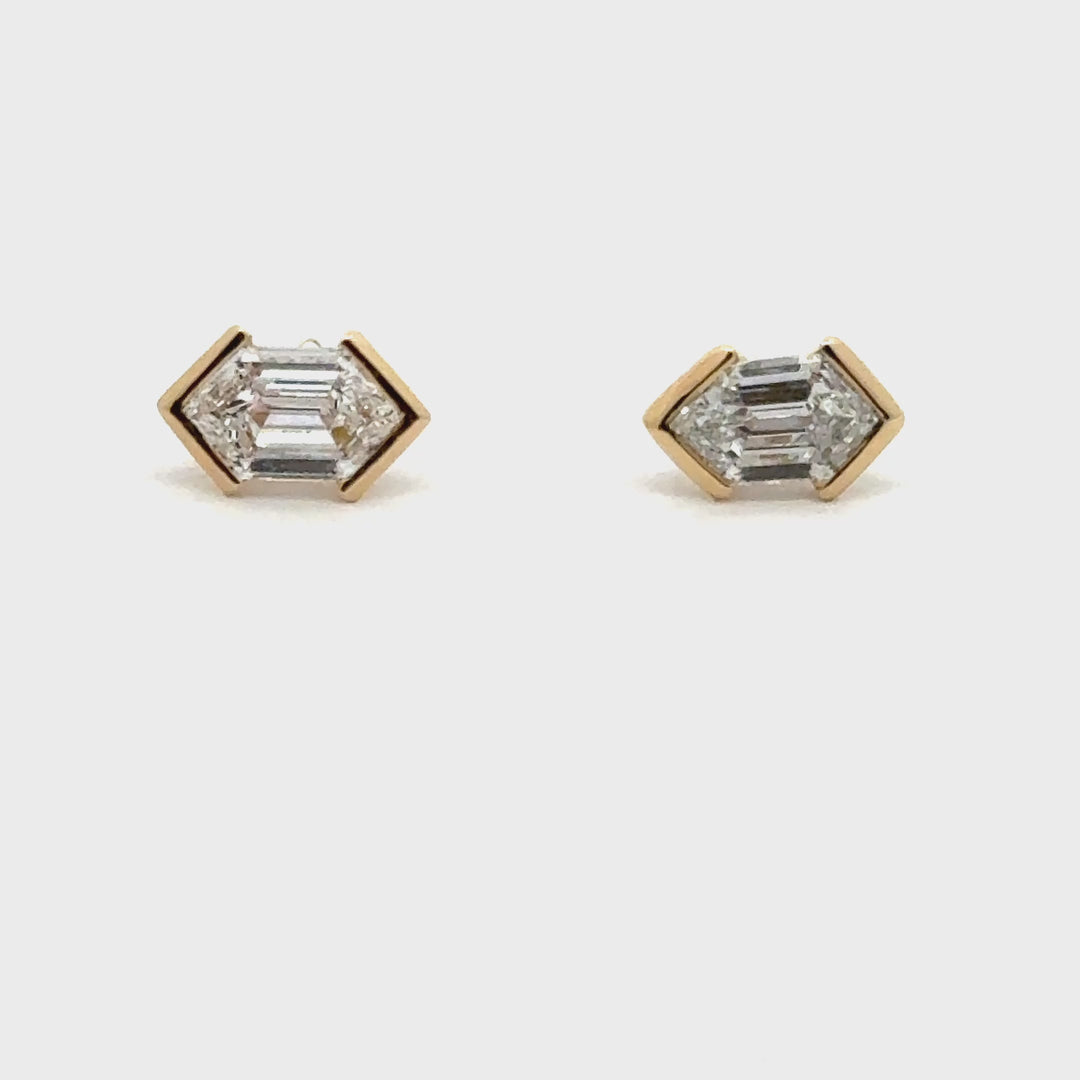 Linea - Elongated Hexagon Stud Earrings