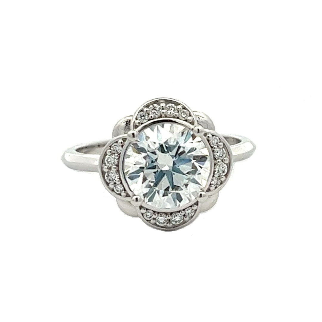 1.75 ctw scalloped halo round diamond engagement ring - Workshop Fine Jewelry