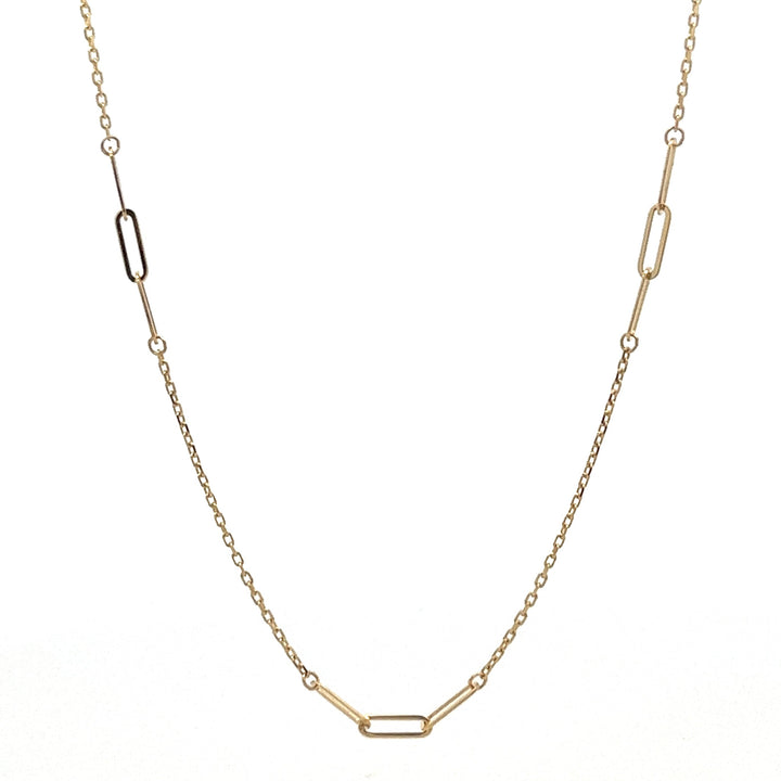 14K solid gold paperclip triple-station necklace - workshopunderground.com