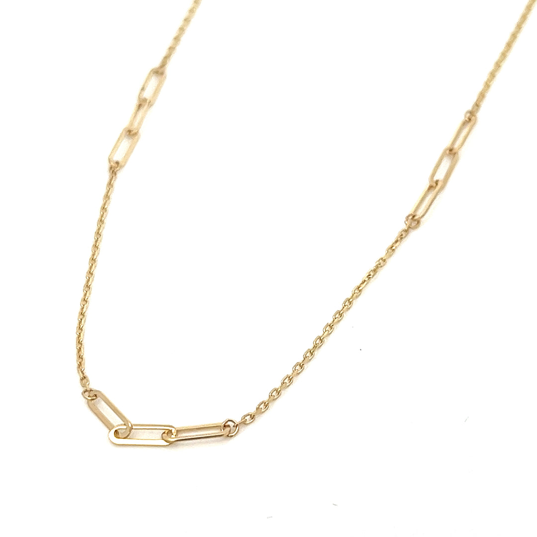 14K solid gold paperclip triple-station necklace - workshopunderground.com