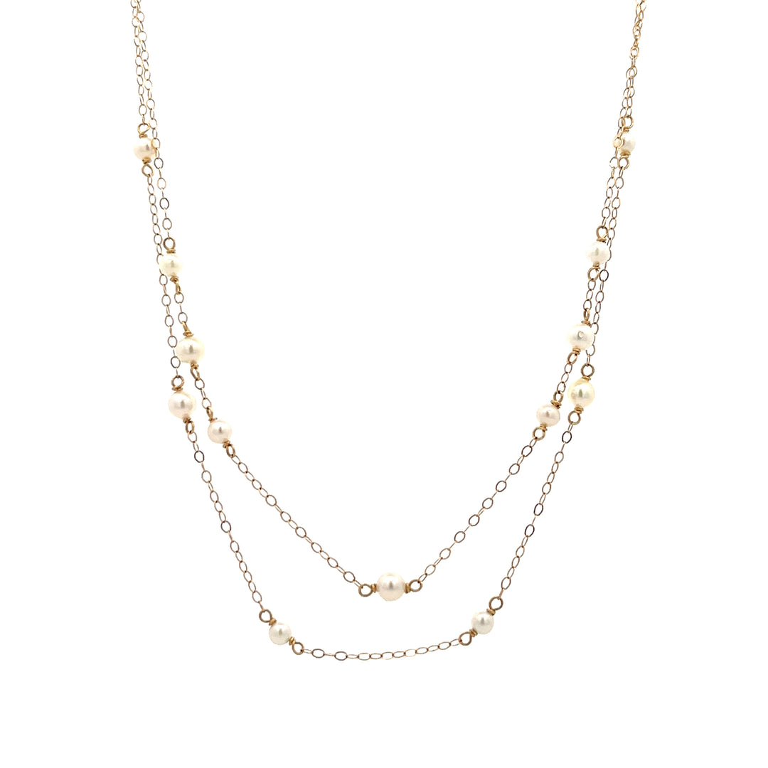 14K van luna - double-layered versatile pearl necklace14K