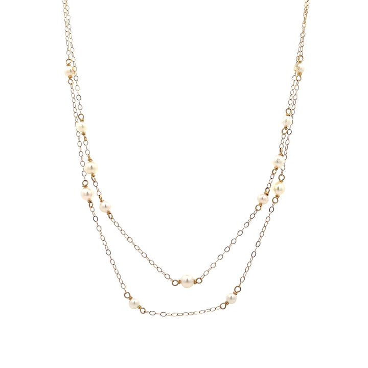 14K van luna - double-layered versatile pearl necklace14K