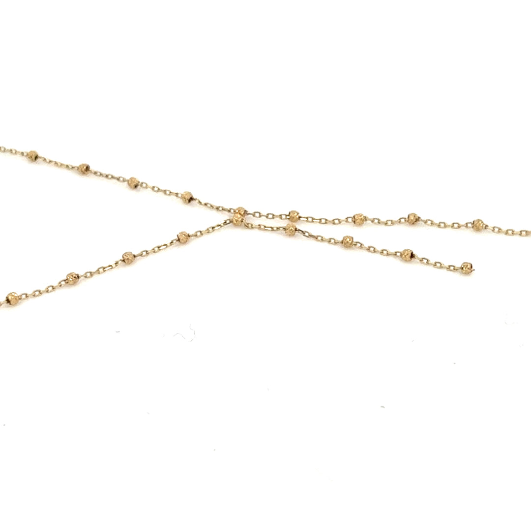 14K solid gold diamond cut beaded bolo lariat necklace - workshopunderground.com