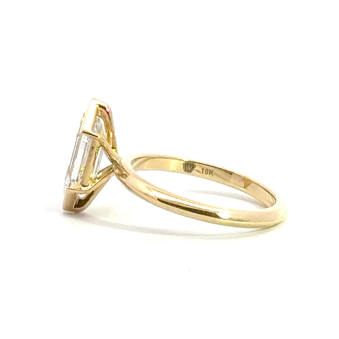 1.53 ct elongated hexagon diamond half-bezel engagement ring