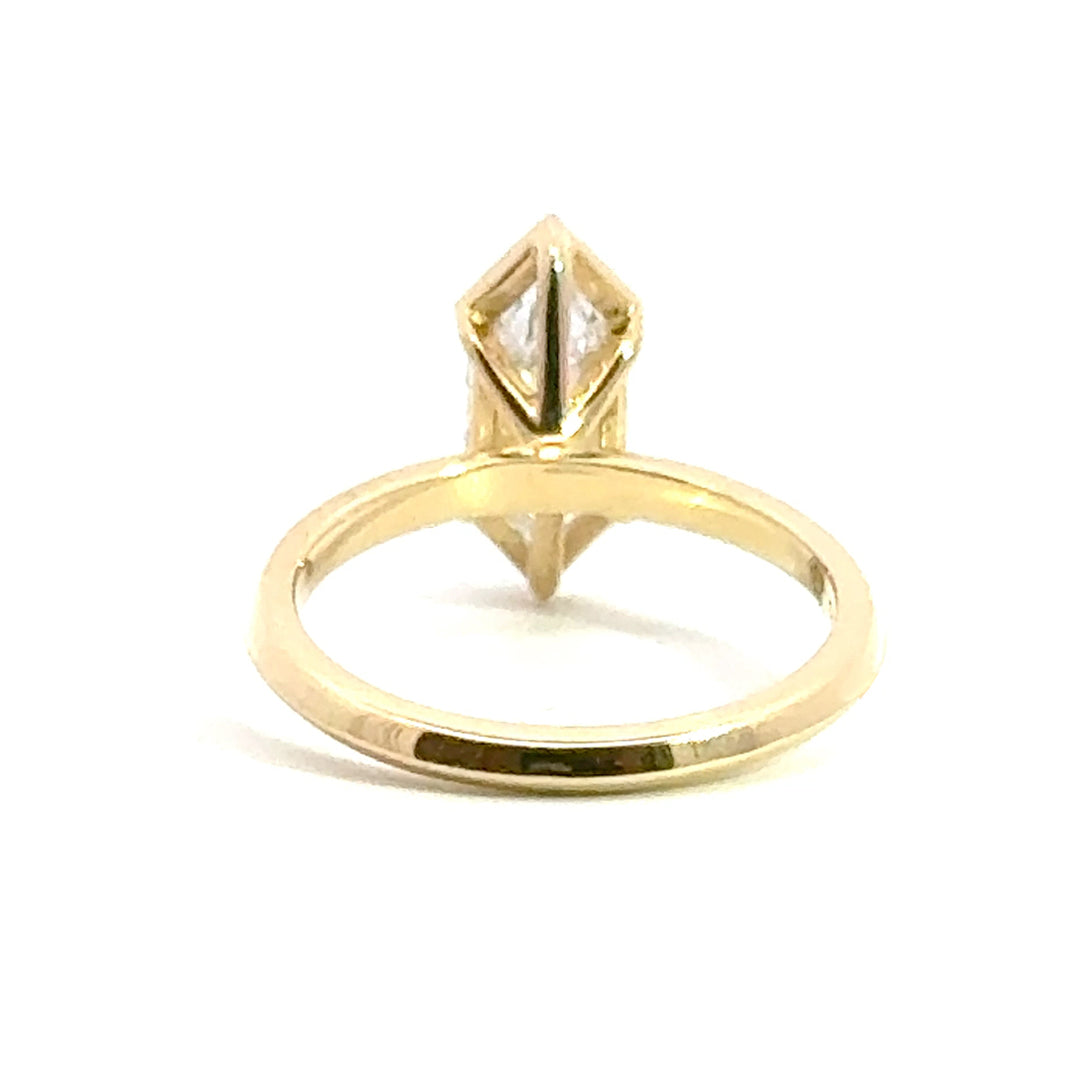 1.53 ct elongated hexagon diamond half-bezel engagement ring