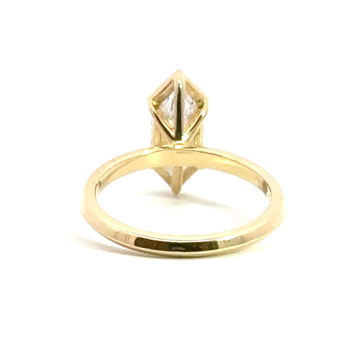 1.53 ct elongated hexagon diamond half-bezel engagement ring