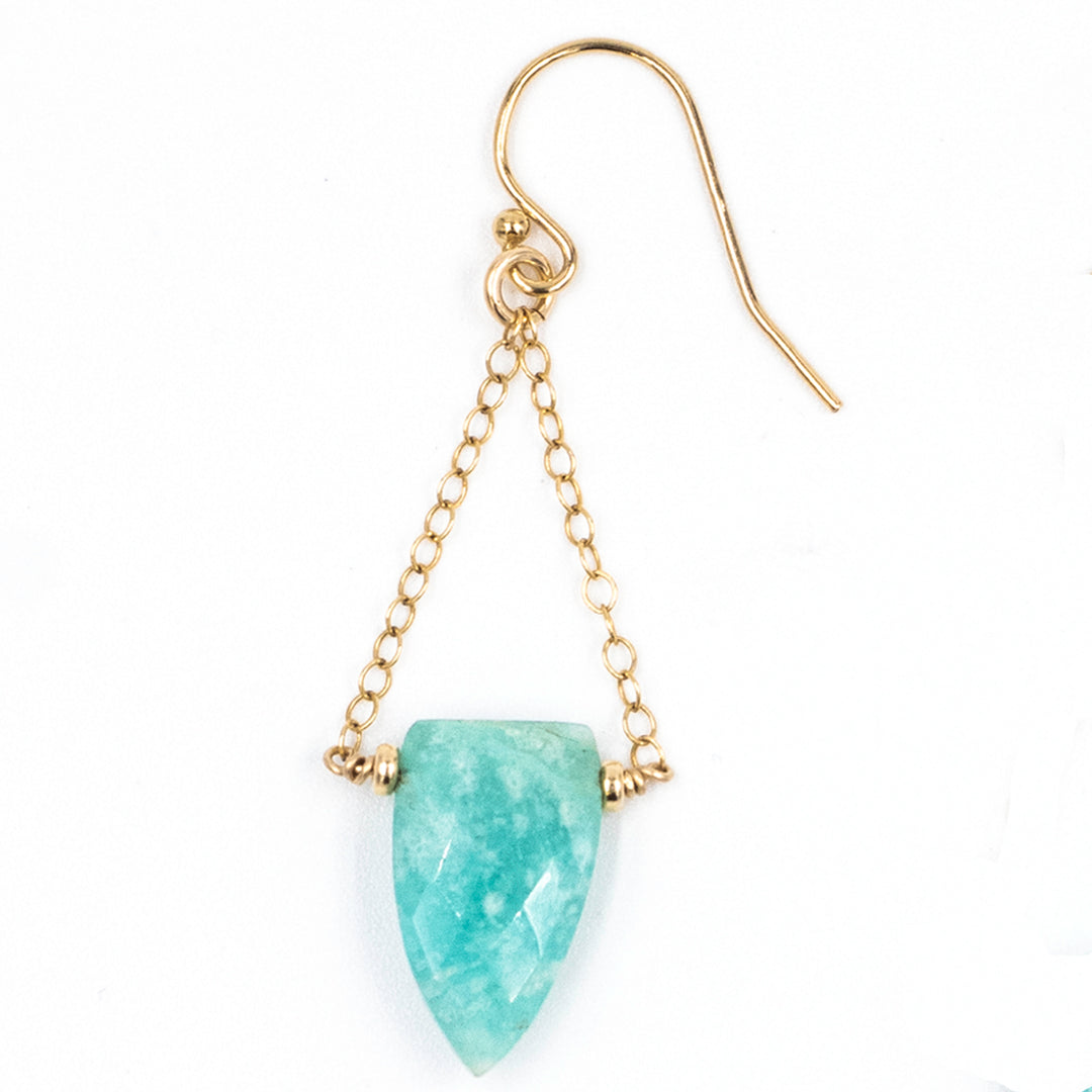 amazonite arrowhead trapeze earrings