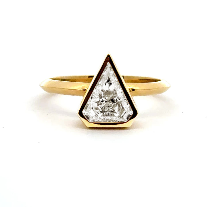 1.37 ct kite diamond full-bezel engagement