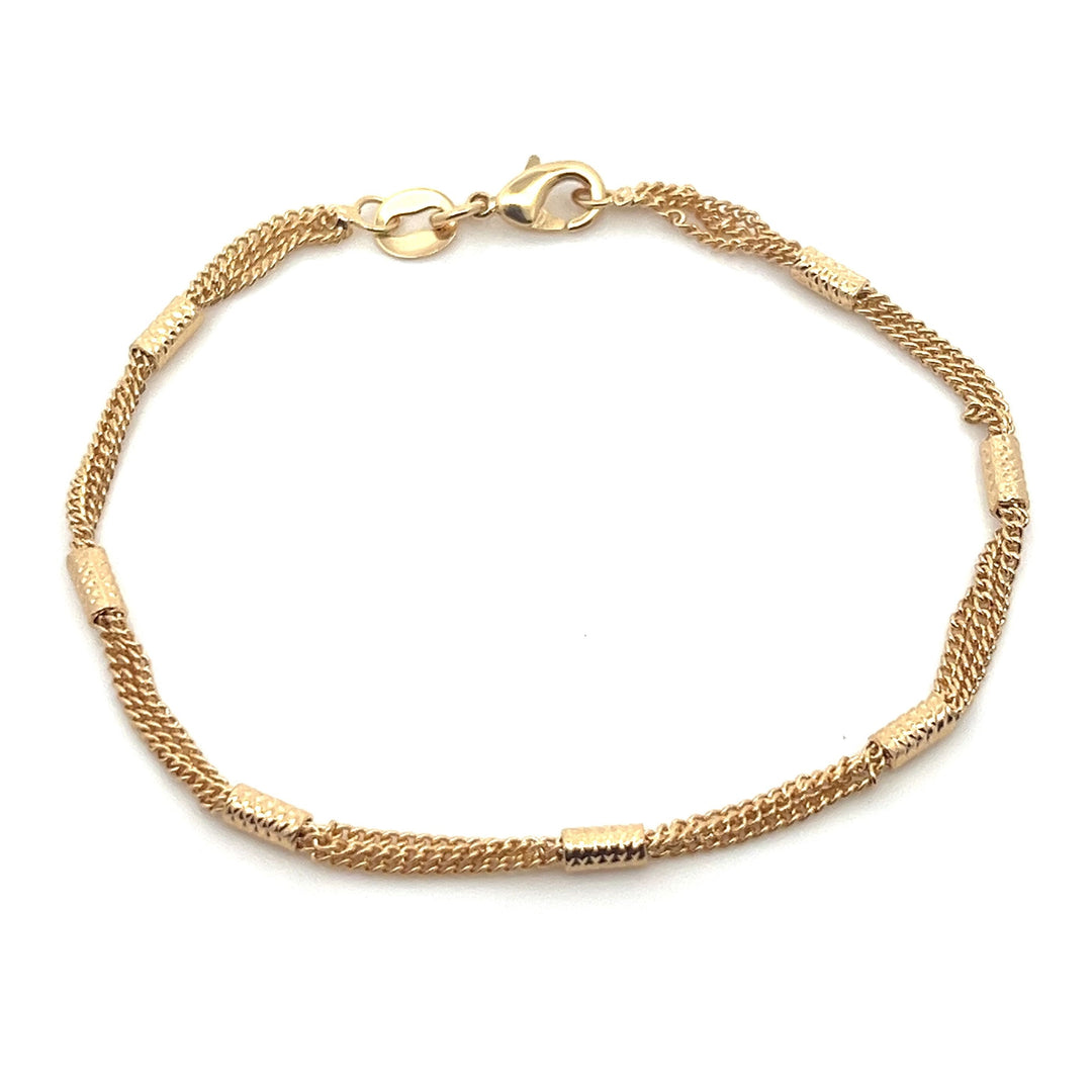 14K-gold-filled three-strand station bracelet - workshopunderground.com