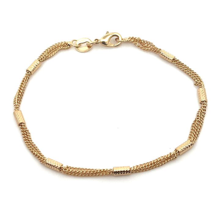 14K-gold-filled three-strand station bracelet - workshopunderground.com