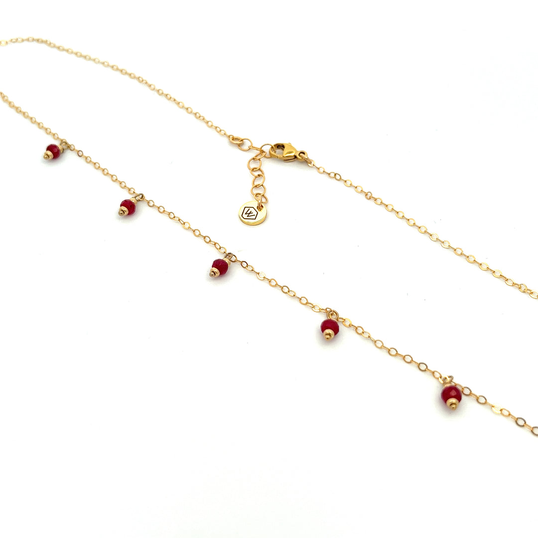 silk road - ruby dangle charm necklace - workshopunderground.com