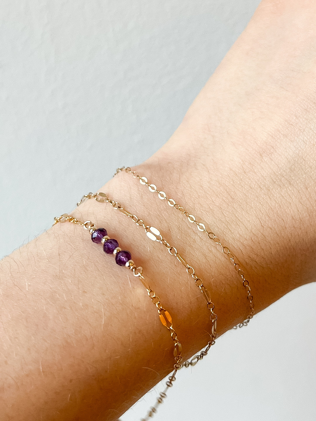 L'amethyste sequin chain bracelet - natural amethyst - workshopunderground.com