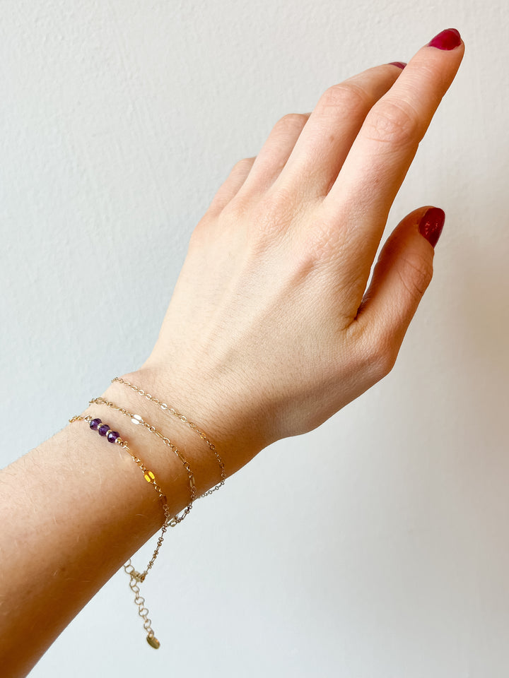 L'amethyste sequin chain bracelet - natural amethyst - workshopunderground.com