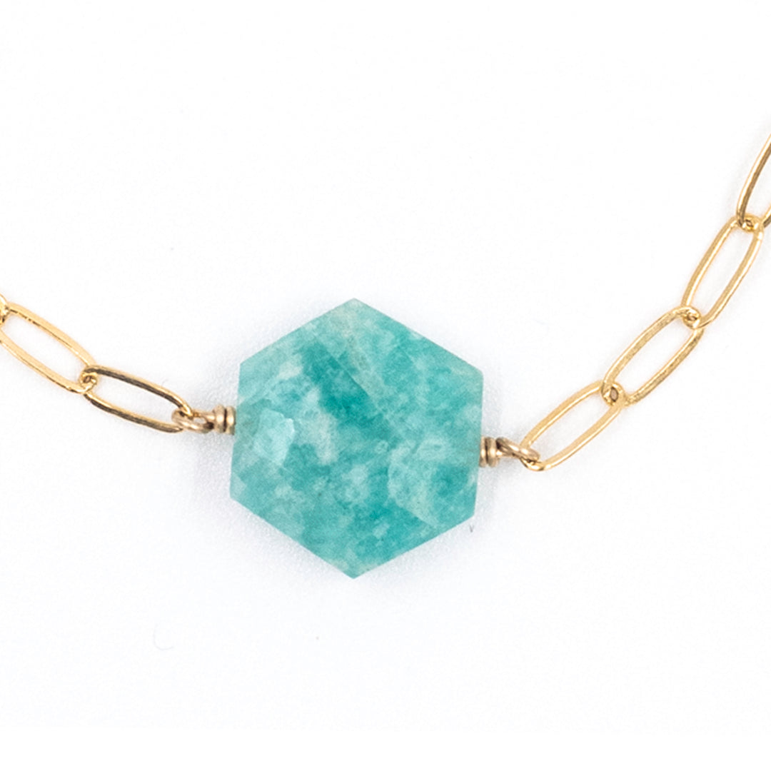 amazonite hexagon paperclip bracelet