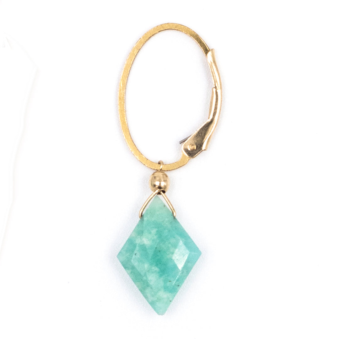 amazonite diamond lever back earrings
