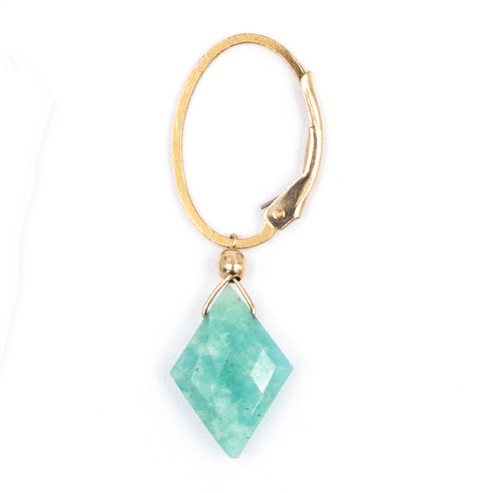 amazonite diamond lever back earrings