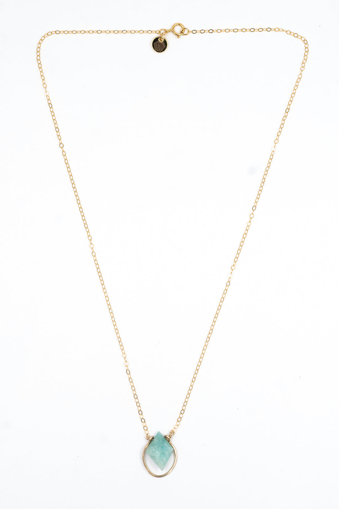 amazonite faceted diamond bezel necklace