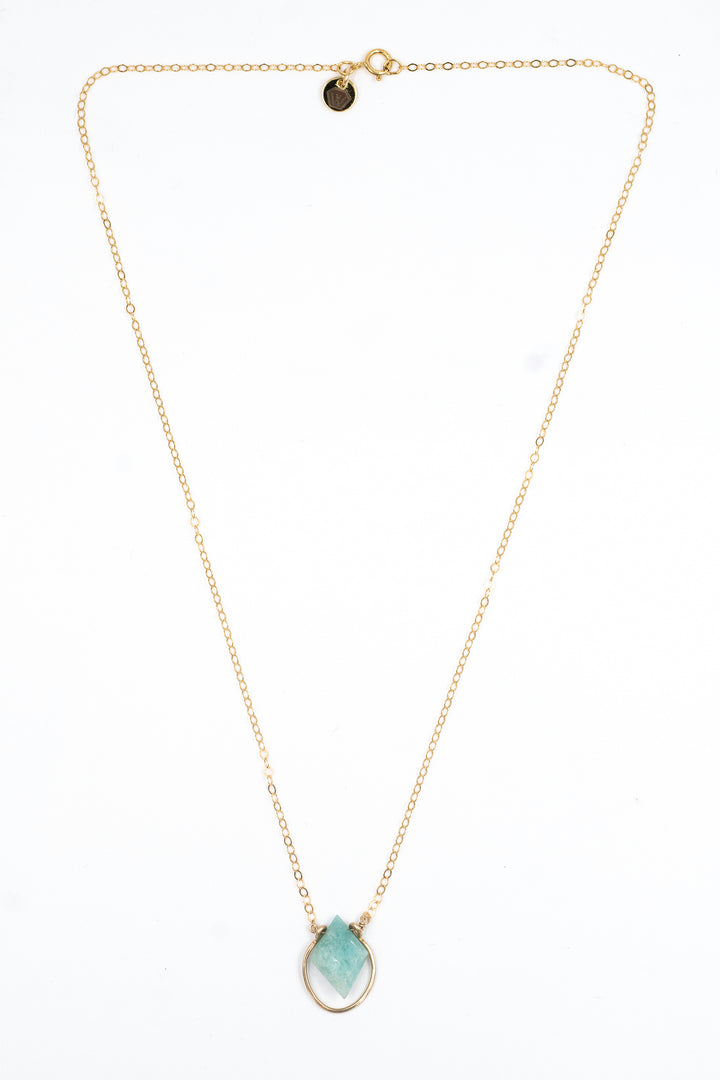 amazonite faceted diamond bezel necklace