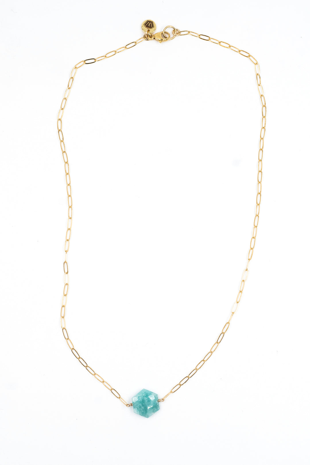 amazonite faceted hexagon necklace