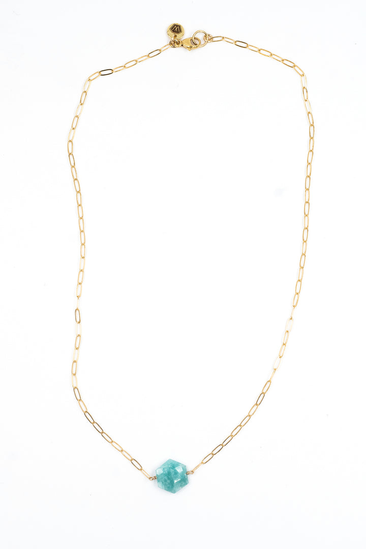amazonite faceted hexagon necklace