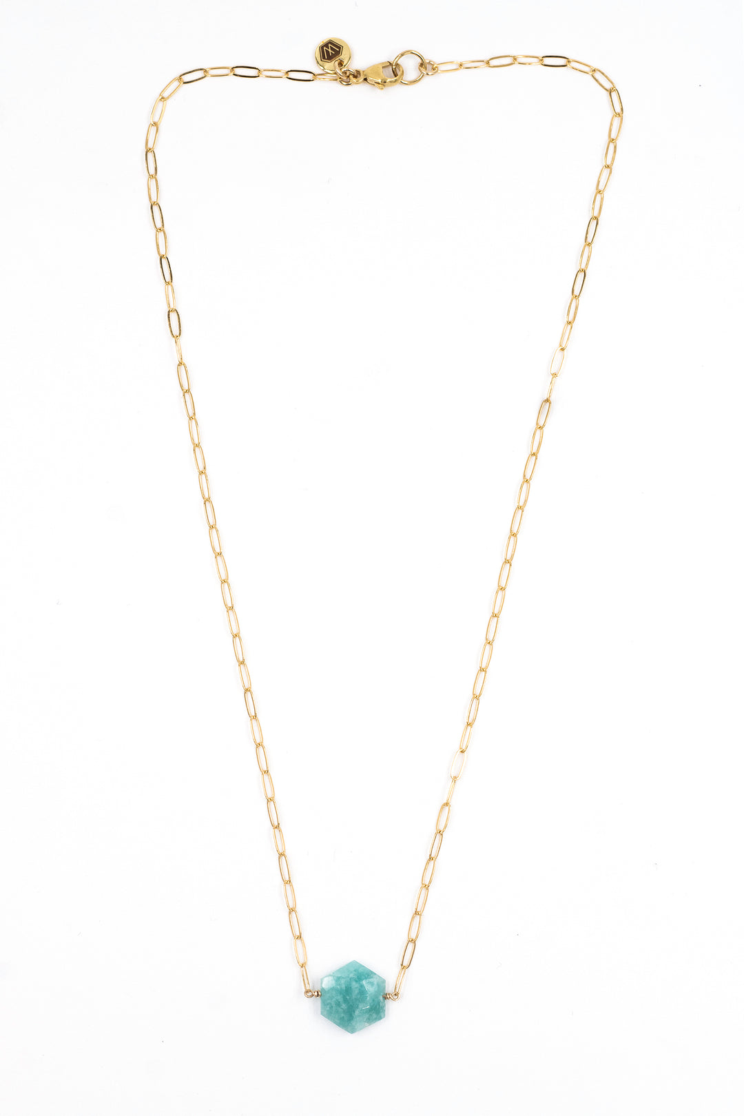 amazonite faceted hexagon necklace