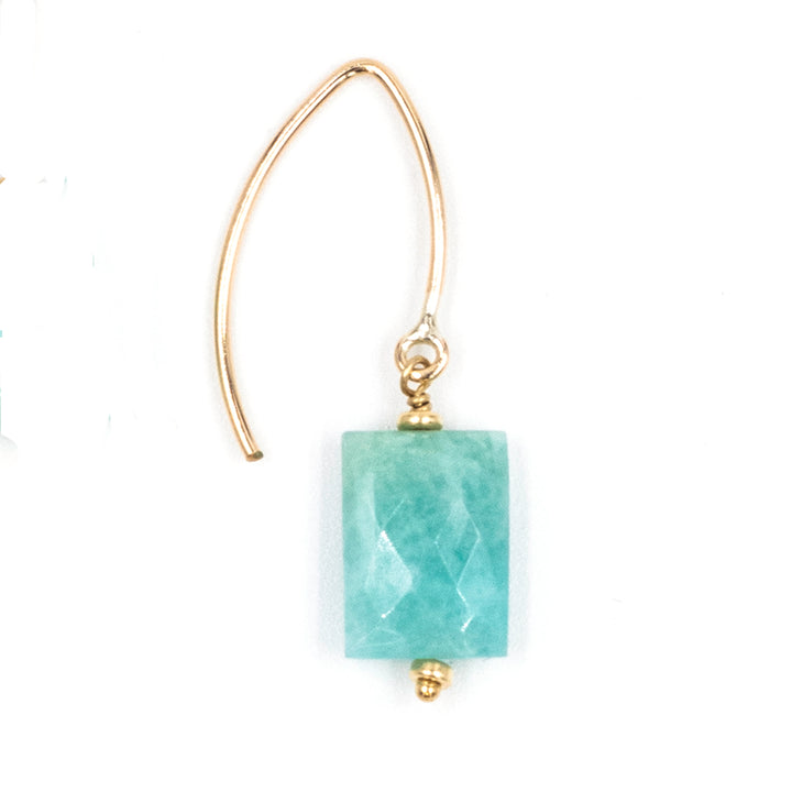 amazonite chiclet shepards hook earrings