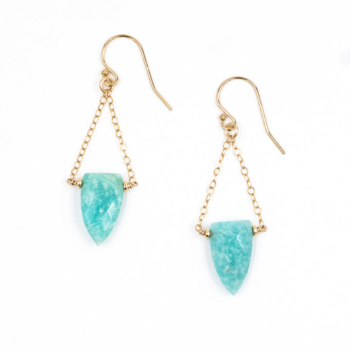 amazonite arrowhead trapeze earrings