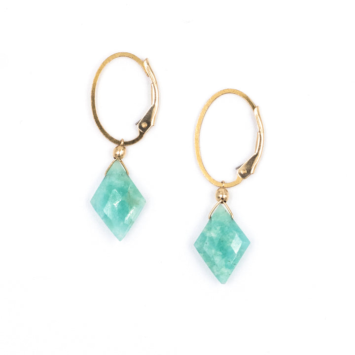 amazonite diamond lever back earrings