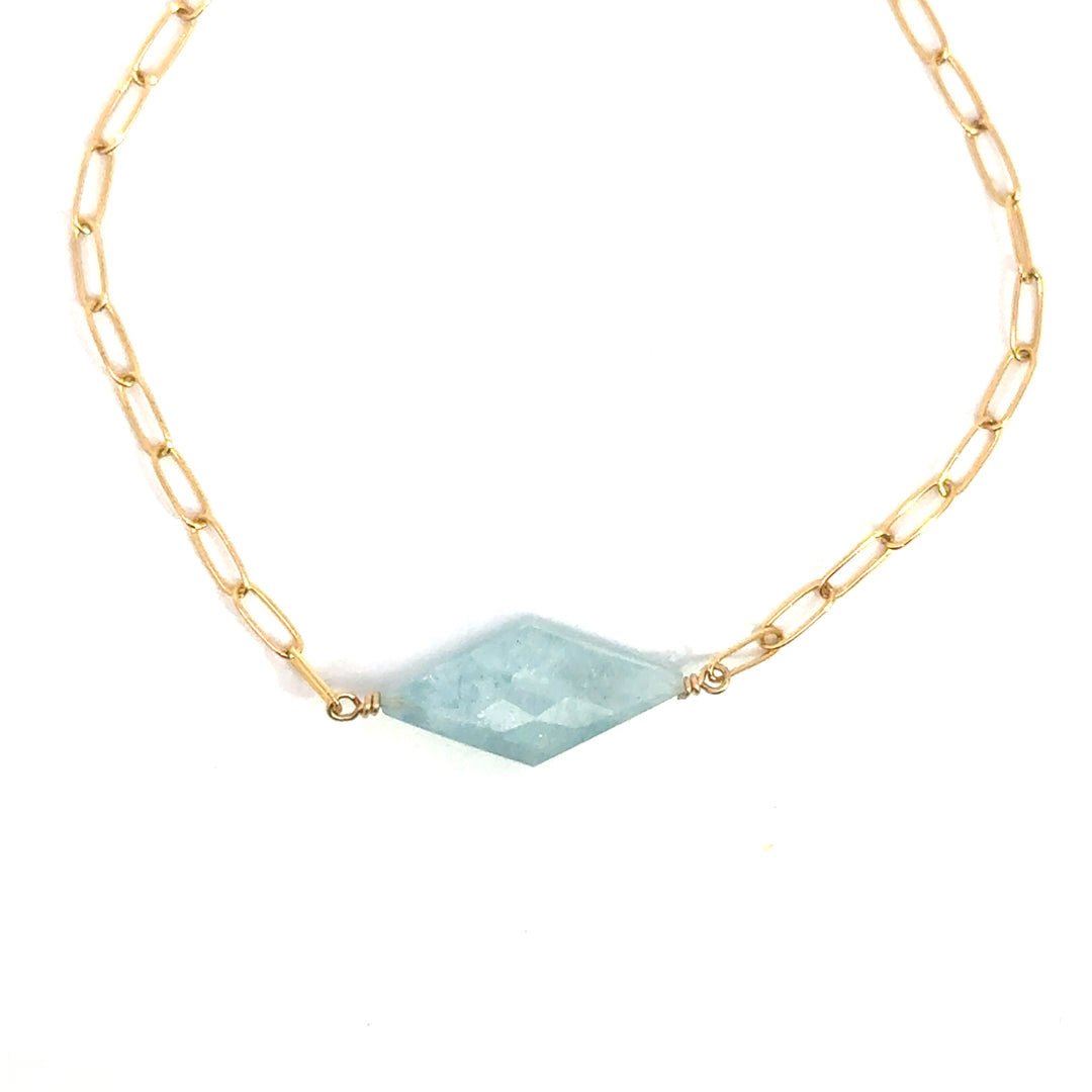 aquamarine kite paperclip bracelet