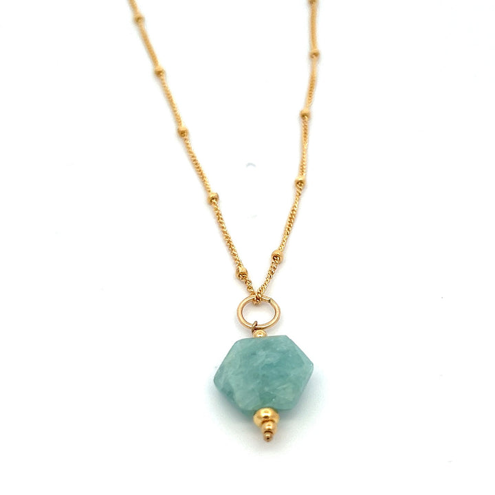 aegean - aquamarine hexagonal pendant necklace - workshopunderground.com