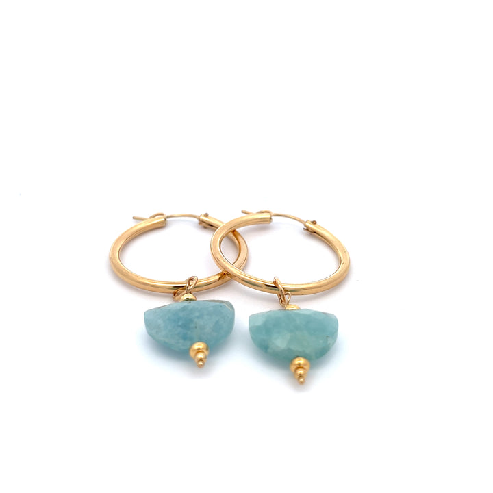 aegean - crescent aquamarine hoop earrings - workshopunderground.com